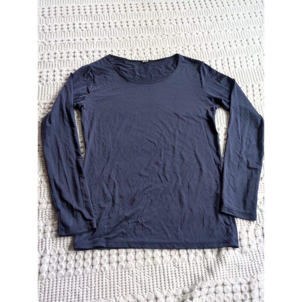 Uniqlo Airism Long Sleeve Top Scoop Neck Size Medium Pullover Women's Navy Blue‎